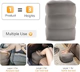 Maliton Inflatable Airplane Foot Rest Gray 3-Height Adjustable Travel Pillow view 3