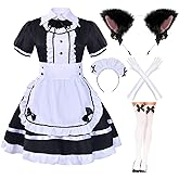 Japanese Anime Sissy Maid Dress Cosplay Sweet Classic Lolita Fancy Apron with Socks Gloves Set