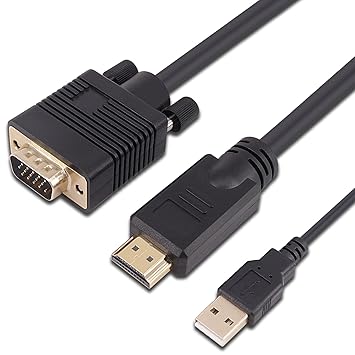 kpa-tech Cable HDMI a VGA 1.5m 1080P chapado en oro, adaptador de ...