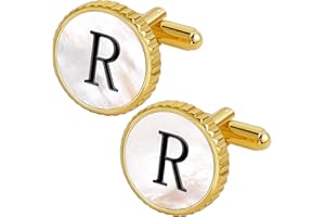 TAIGRAMA Cuff Links Mens Golden Silver Gunmetal Black, Cufflinks for Men Custom Initial Personalized Mother Of Pearl Mens Cufflink for Shirt Golden Silver Gunmetal Black Cuff Link Shirt for Wedding
