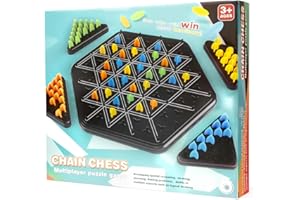 Triangle Chain Strategy Board Game, Geometric Chess Puzzle Games, Chain Triangle Chess Game with Rubber Band for Kids Adults 