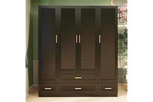 Keloyid Armoire Wardrobe Closet: Wood Bedroom Armoires Wardrobe Cabinet with 4 Door 4 Drawers Freestanding Large Wardrobe Closet with Shelves and Hanging Rod Black 61.42''W x 19.69''D x 70.87''H