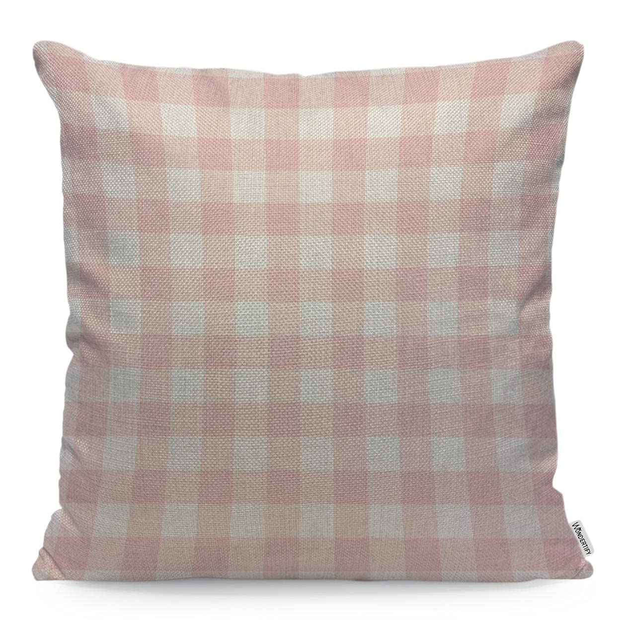 WONDERTIFY Pink Buffalo Cushion Cover Plaid Gingham Pillowcases for Men Women, Pillow Cover Living Room Farmhouse Pastel 45X45 Cm