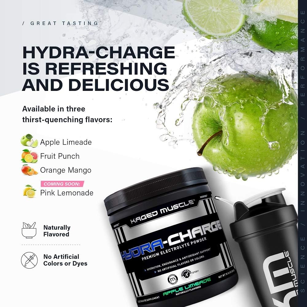 Kaged Muscle Hydra Charge Premium Electrolyte Hydrate Faster, Apple Limeade, 288 g (Pack of 1) - Image 4