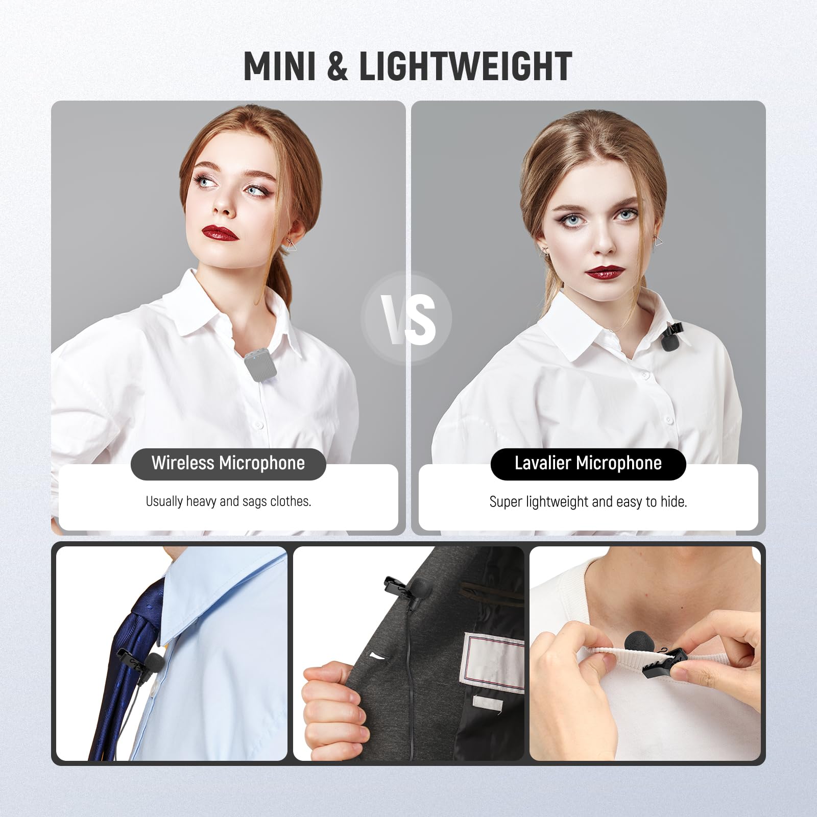 NEEWER Mini Lavalier Microphone (2 Pack), 6.6ft/2m Clip On Wired Condenser Lapel Mic with 3.5mm TRS Plug, Compatible with DJI Mic 2, Rode Wireless Go II, NEEWER CM28 CM31 Camera, LM5