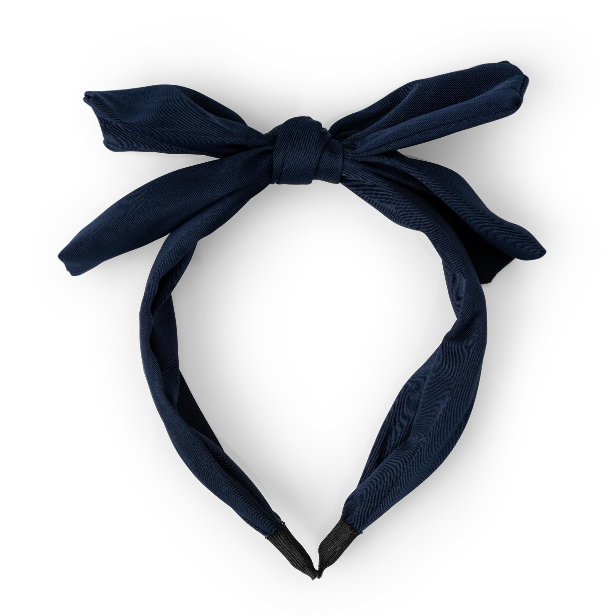 Satin Bow Headband for Women with Twist Turban Knotted Hairband, Headband for Women, Knotted Wide Headband, Stylish Yoga Hair Band, Fashion Elastic Hair Accessories for Women - (Navy)