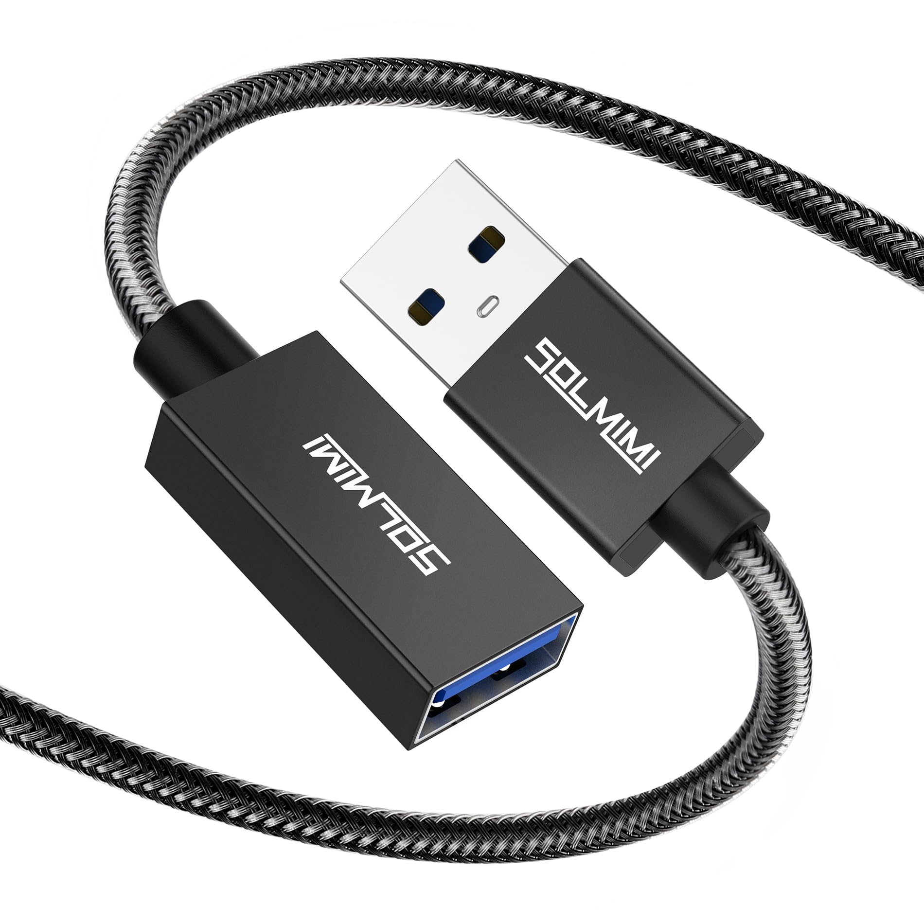 Photo 1 of SOLMIMI USB Extension Cable, A Male to A Female Cord, USB 3.0 Extender Compatible for PS4, PC, Laptop, TV, Headphone, Hard Drive, Keyboard, Mouse, Printer, Webcam (4FT/1.2M, Black)