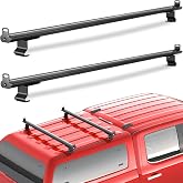 TideFree 500lbs Universal Roof Ladder Rack 57" for Van &amp; Pickup Truck Cap | Topper 2 Bars Roof Rack Heavy Duty Aluminum Ladder Roof Van Rack Truck Rack (Drilling Required) Adjustable Ladder Rack