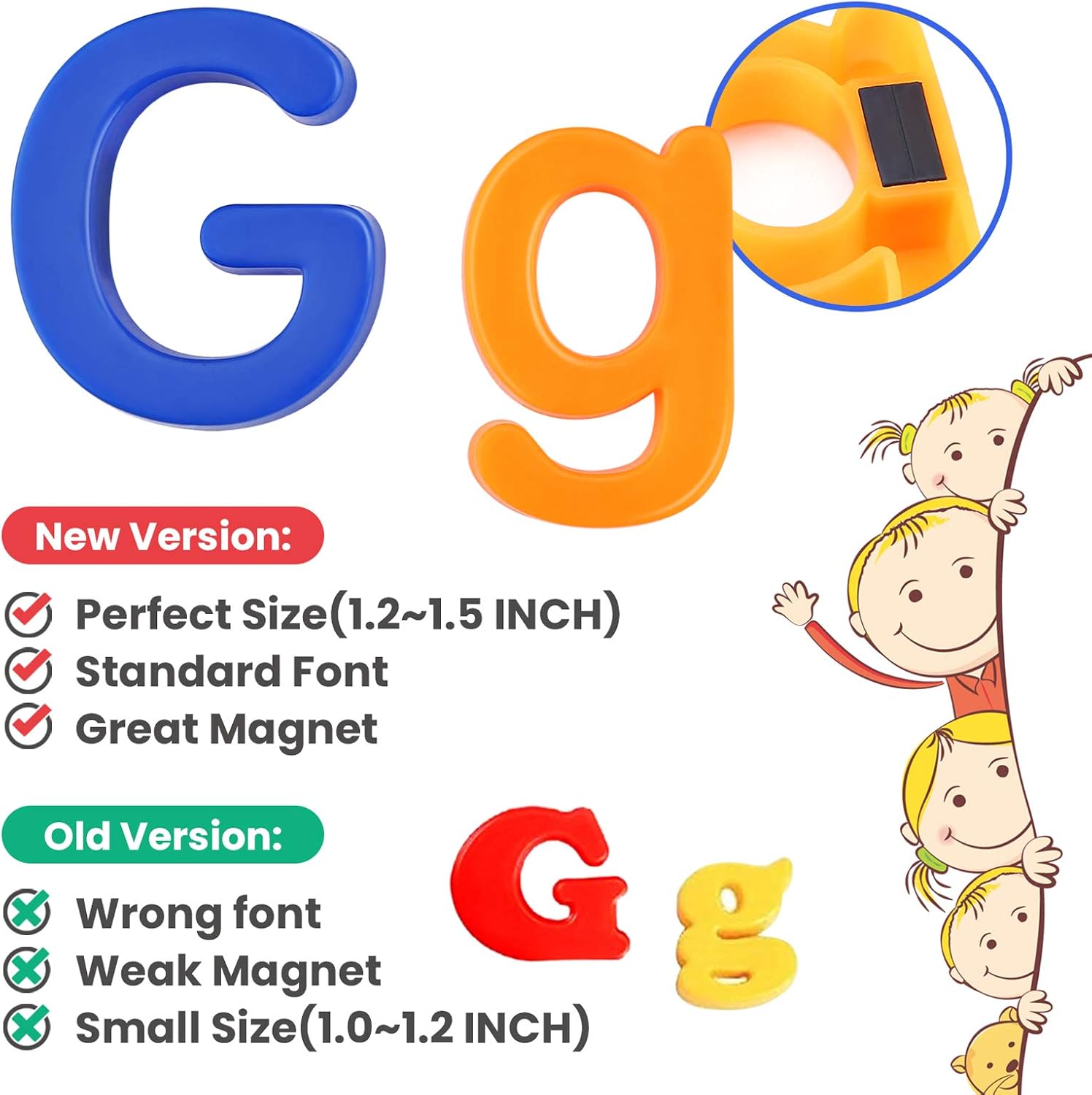 Gamenote Magnetic Letters and Numbers for Toddlers - Plastic Alphabet ABC 123 Magnets Refrigerator Kids Uppercase Lowercase Math Symbols for Fridge (78 Pcs): Furniture & Decor