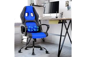 Dkeli Gaming Chair Computer Chair Office Chair Ergonomic High Back Massage PC Desk Chair with Lumbar Support & Padded Armrest Racing Style Cheap Adjustable Swivel Chair for Women Men Adult, Blue