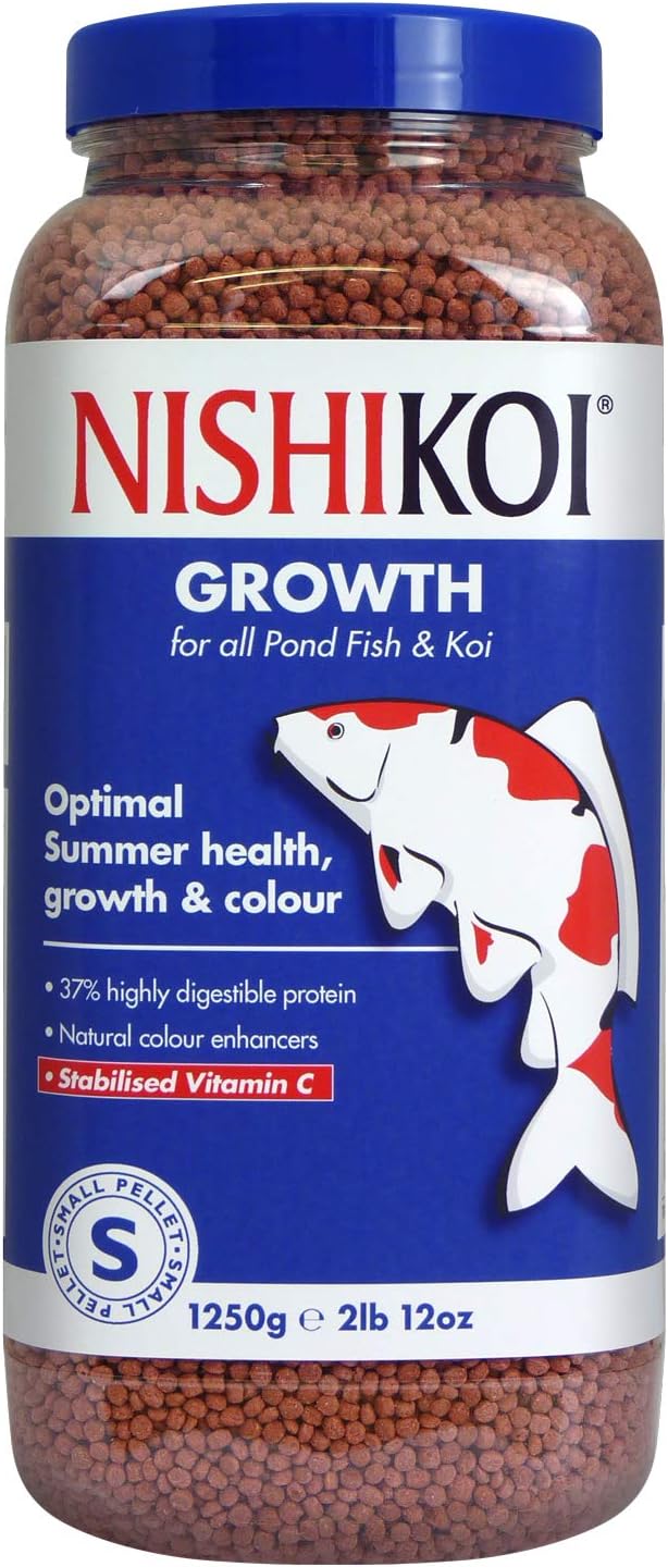 Nishikoi Growth Complete Food for Koi and Pond Fish - Small Pellets - 1250g, 1.25 kg (Pack of 1)