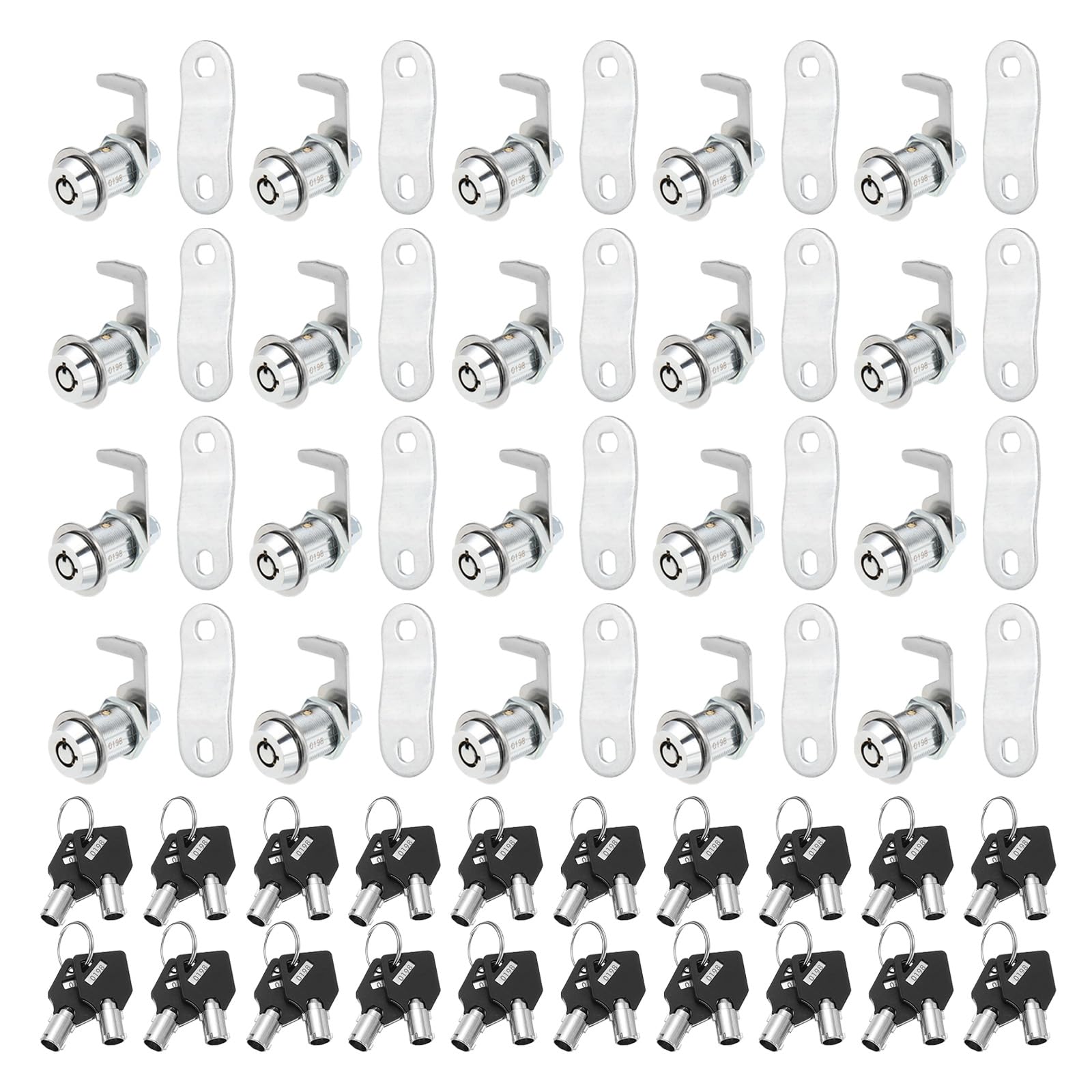 PATIKIL 1/8 Inch Cabinet Locks with Key, 20 Pack Cam Replacement Lock Cylinder Toolbox Lock Keyed Alike for RV Drawer Storage Cart Mailbox Compartment Door Tool Lock, Silver