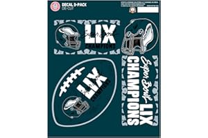 Fanmats Philadelphia Eagles Super Bowl LIX Champions 3-Piece UV Resistant Vinyl Decal Set - 3 Decal Sizes Vary - For Coolers, Notebooks, Laptops, and More - Show Your Birds Pride - Officially Licensed