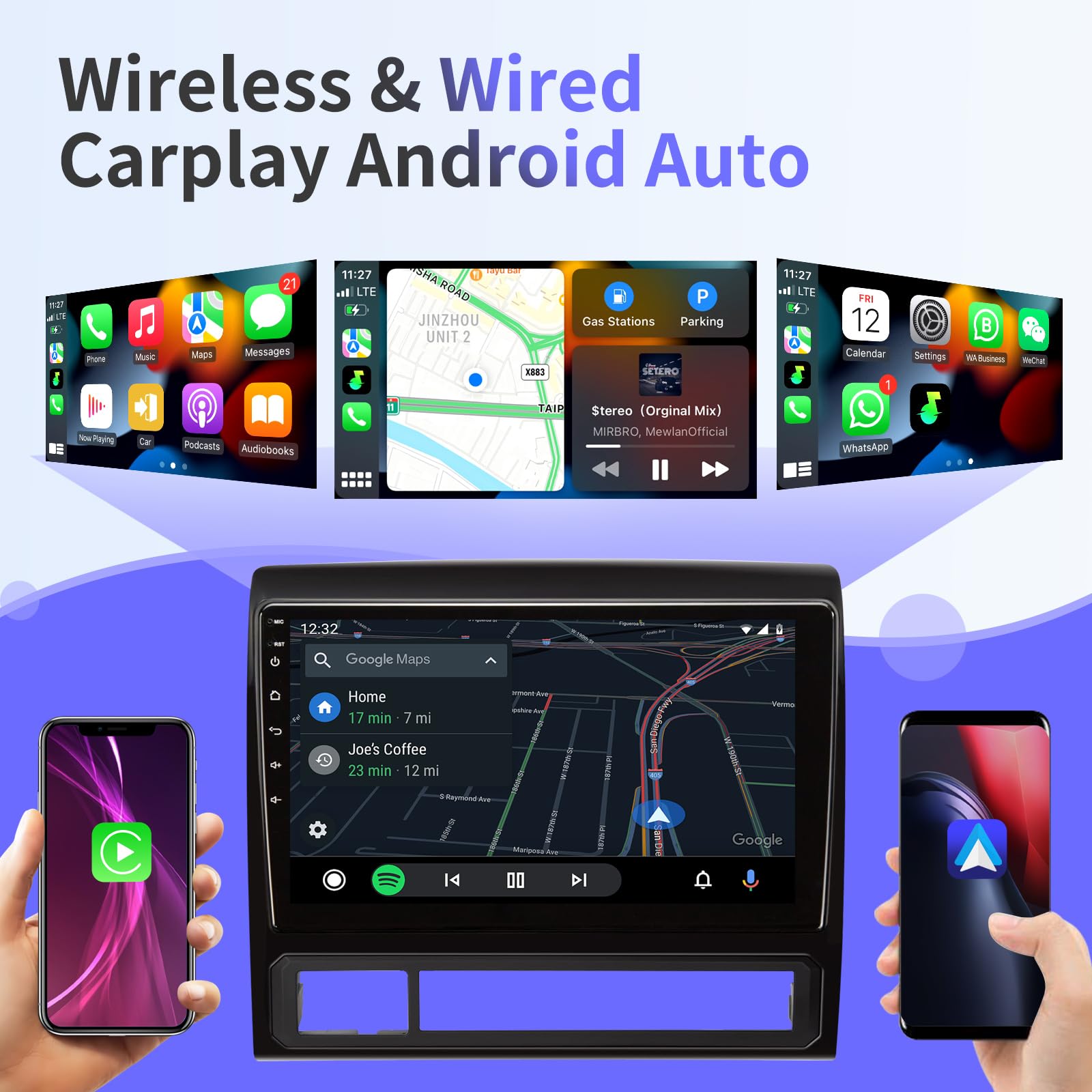 Car Stereo Radio for Toyota Tacoma 2005-2015 Radio Replacement 9 inch Touch Screen Wireless CarPlay & Android Auto Support GPS Navigation Bluetooth 4G WiFi DSP SWC FM Radio Backup Camera