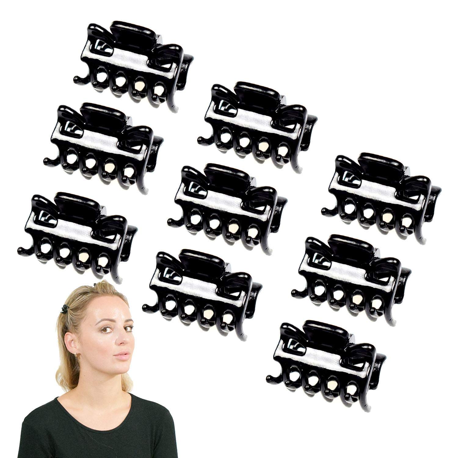 Basic Sense 1.1 Inch Mini Hair Claw Clips for All Hair Types, Strong Hold Durable, 9 Pcs