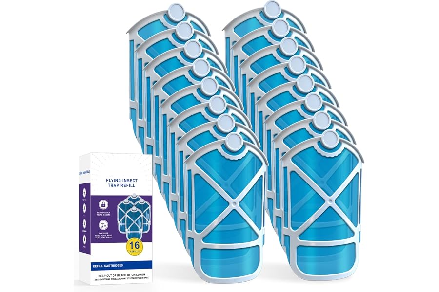 16 Pack Refill Cartridges, Upgraded Flying Trap Refills Compatible with zzevo Flying Insect Trap Refills, Insect Replacement Kit for M364 M364A and Max Fully Compatible Size