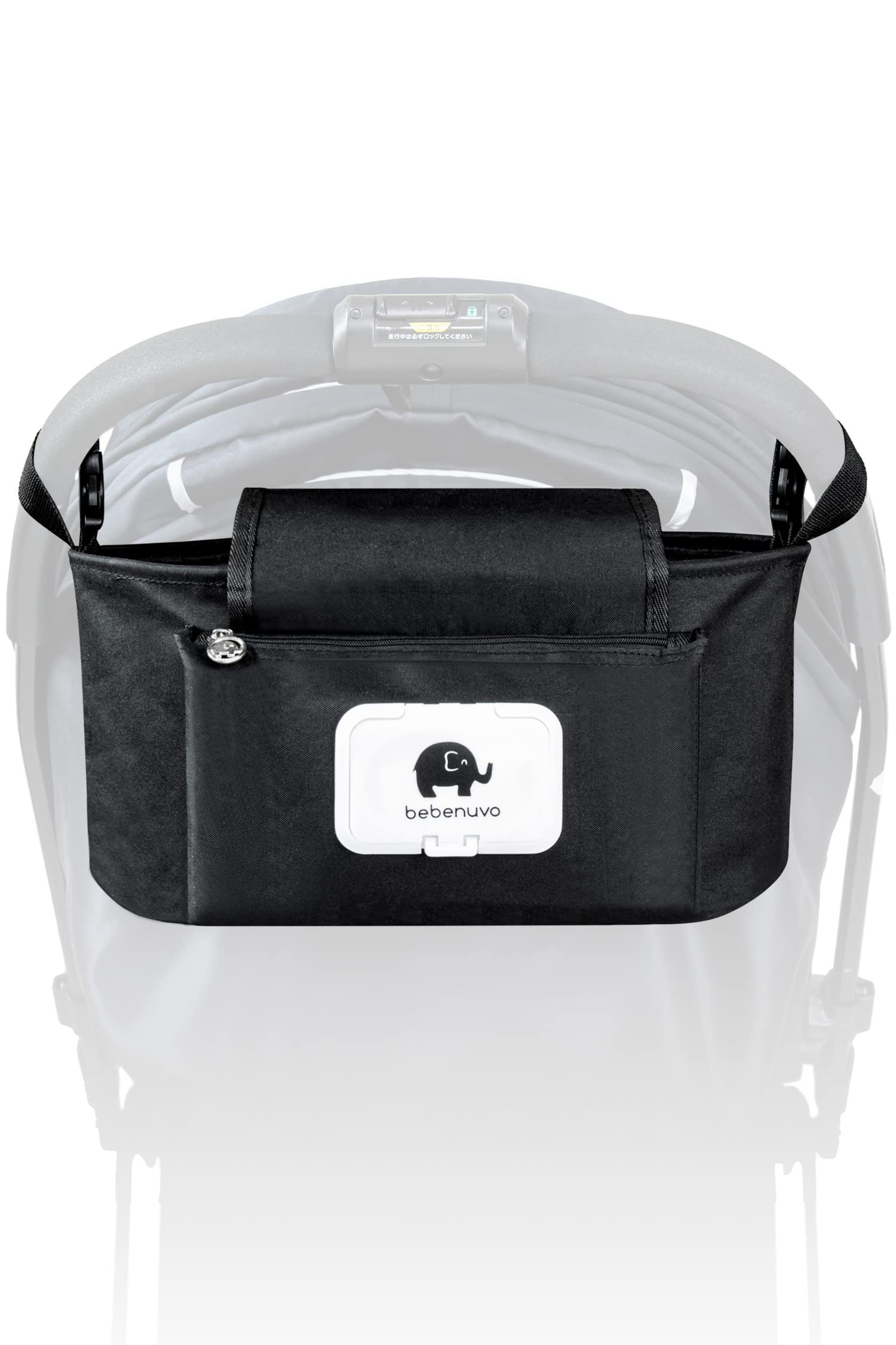 KahiLi bebenuvo ベビーカーバッグ 大容量 ベビーカー用バッグ バギーバッグ ウエットティッシュ入れ付き おしり拭きポーチ付き ドリンクホルダー 簡単取り付け 多用途小物入れ おしゃれ 2way 肩掛けバッグ ブラック商品画像