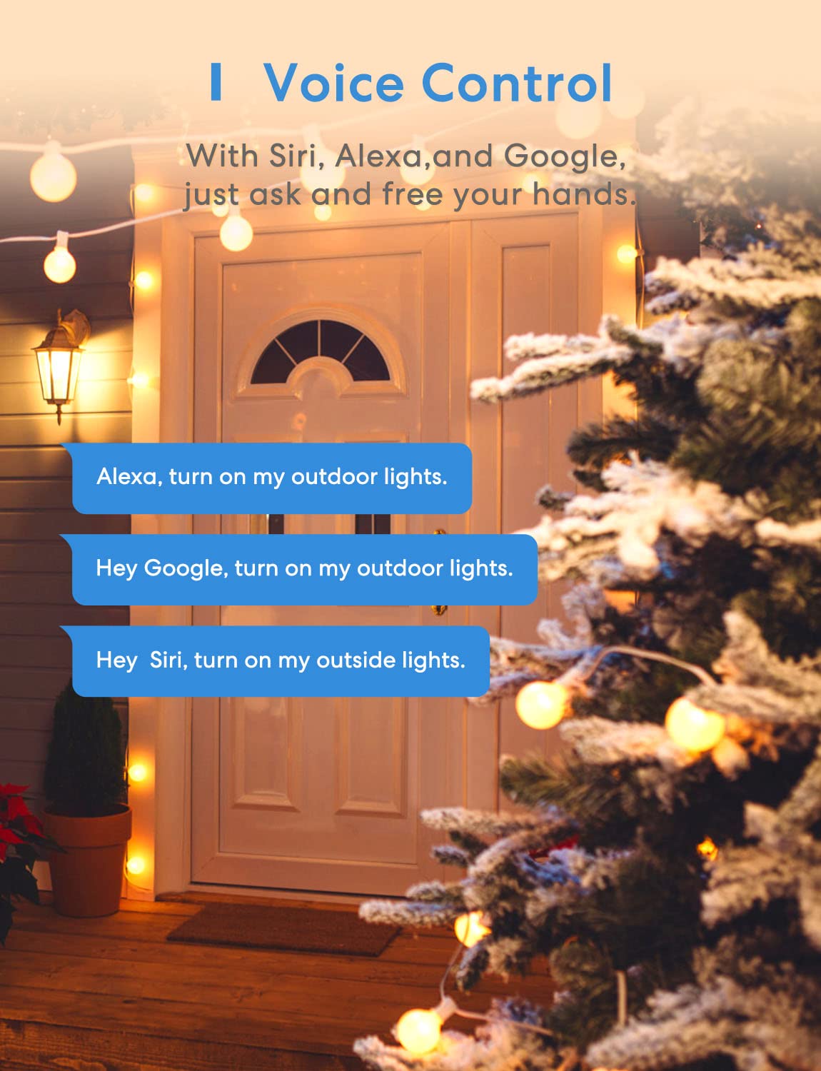 Outdoor Smart Plug, meross Outdoor Wi-Fi Outlet with 3 Independent Sockets Compatible with Apple Homekit, Alexa and SmartThings, Voice & Remote Control, Timer, 2.4 GHz only,Black - View 4