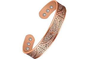 Feraco Copper Magnetic Bracelets for Men Women,99.99% Pure Copper Magnetic Field Therapy Bracelet with Tree of Life Pattern,A
