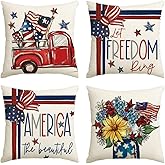 AVOIN colorlife America The Beautiful Let Freedom Ring Throw Pillow Covers, 18 x 18 Inch Freedom 4th of July Independence Mem