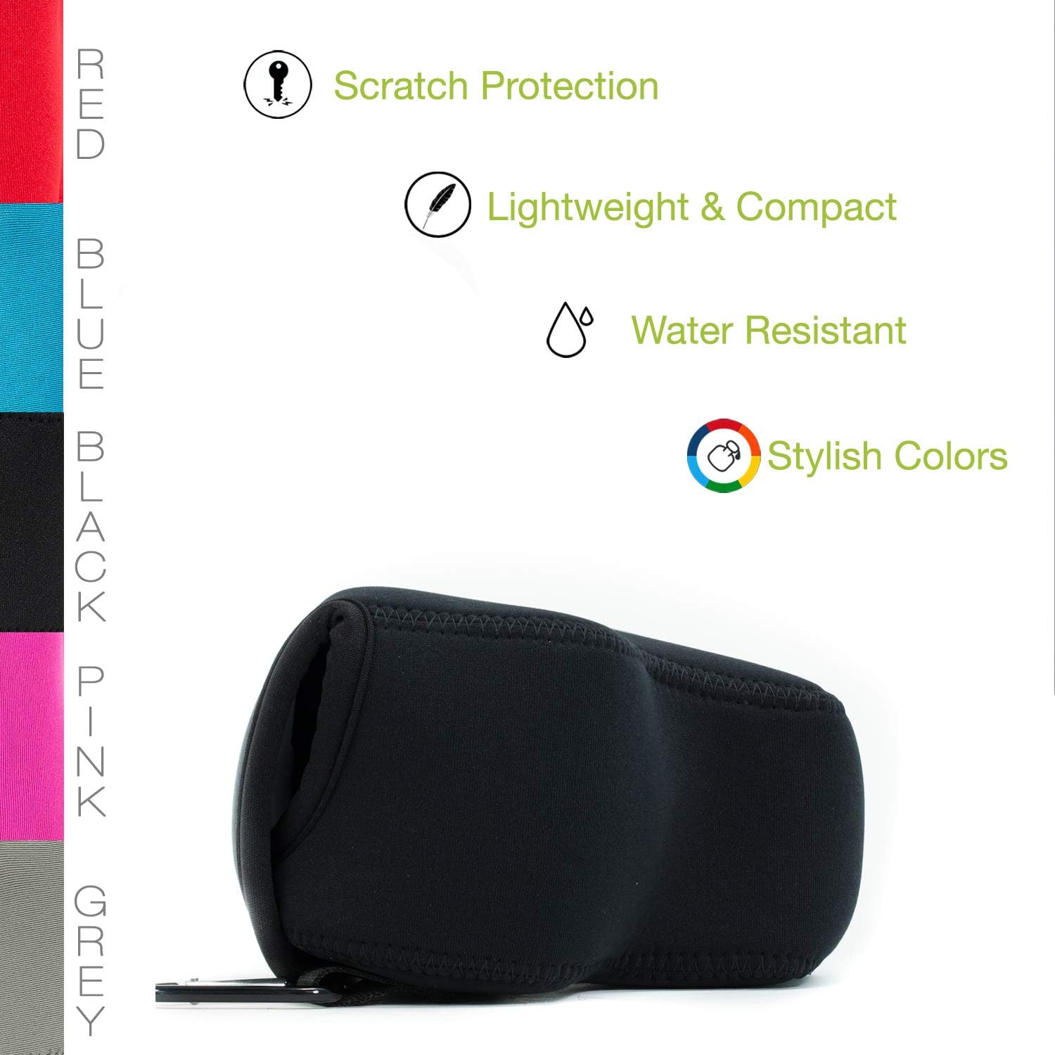 MegaGear MG452 Ultra Light Neoprene Case with Carabiner for Canon PowerShot SX60 HS Camera - Black - Image 4