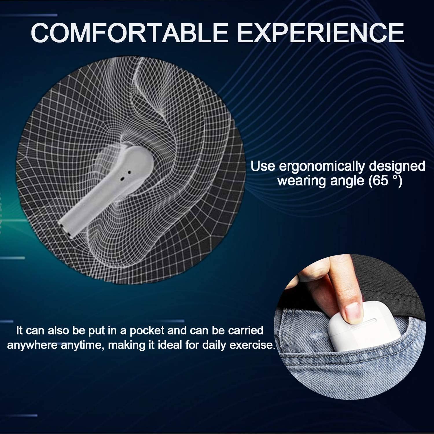 Wireless Headphones Bluetooth 5.0 Wireless Ear Buds Built in Mic in Ear Buds Noise Cancelling Earphones with Charging Case Touch Control Sport Headsets for Apple/iPhone/Android/Samsung (White): Home Audio & Theater
