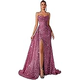 Cocktail Evening Gowns Formal Dresses for Women Sequin Tulle Wedding Guest Party Sexy Off Shoulder Floor Length Prom Dress