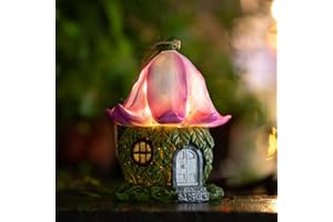EPTUEGA Fairy Garden House Accessories Outdoor Solar Lights for Outdoor Home Decor Garden Statue Mushroom House for Outside Patio, Balcony,Yard, Lawn Ornament