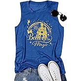 FRYAID Magic Tank Tops Magical Castle Shirt Women Believe in Magic Graphic Tanks Vest Summer Sleeveless Family Vacation Tops