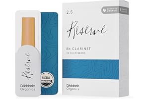D'Addario Organic Reserve Bb Clarinet Reeds - Reeds for Clarinet - Individually Sealed - 2.5 Strength, 10 Pack