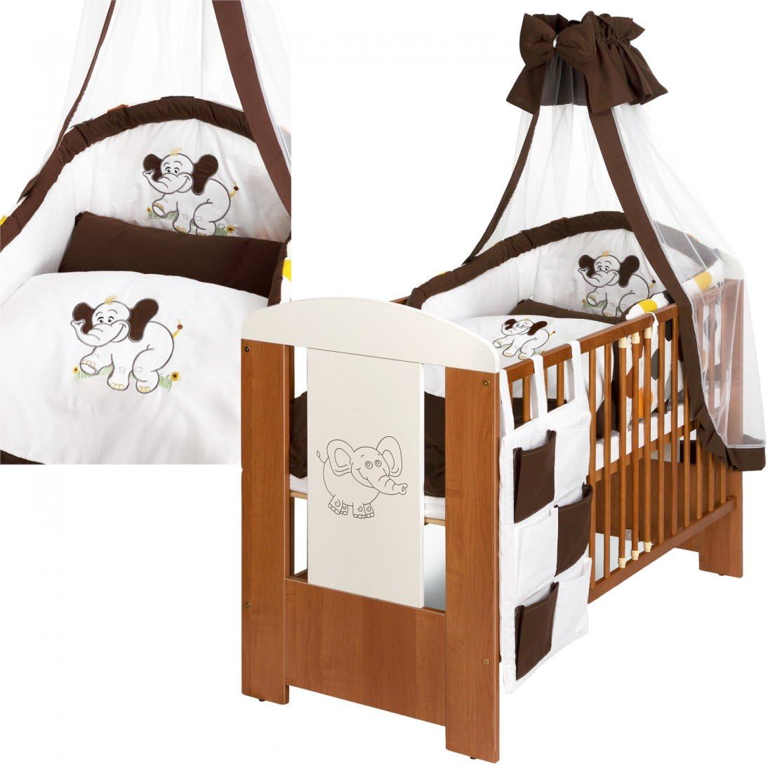 Lit Bebe Enfant 1x60 Avec Matelas Et Ensemble Literie 9 Pieces Blanc Marron Bebe Puericulture La Chambre De Bebe Bhstripes Com