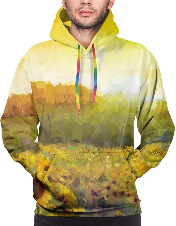 Amazon Co Jp ひまわりフラワーフィールド メンズ 新品 シンプル プリント パーカー 長袖 フード付き ゆったり 日常 上着 春 秋 冬 部屋着 運動着 服 ファッション小物