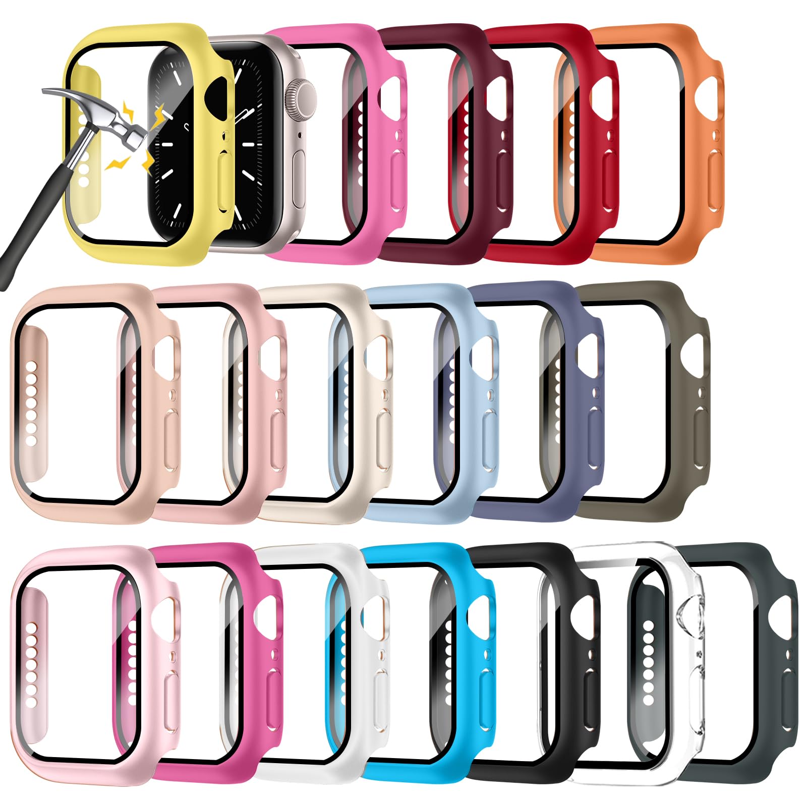Photo 1 of 18 Pack PC Screen Protector Case Compatible with Apple Watch Series 10 42mm with Built-in Tempered Glass Screen Protector, Full Coverage Bumper