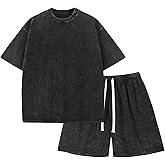 Arssm Boys Short Sets 2 Piece Acid Wash Vintage Kids Athletic Set