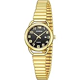 JIANDUN Waterproof Petite Gold Watch,Classic Women's Elegant with Watch,Stainless Steel Expansion Band, Water Resistant