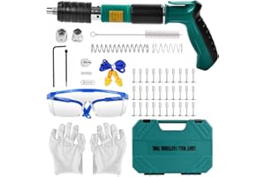 Concrete Nail Gun Kit with 220pcs Nails, 5 Speed Adjustable Manual Steel Nail Gun, Portable Nail Wall Fastening Tool for Red 