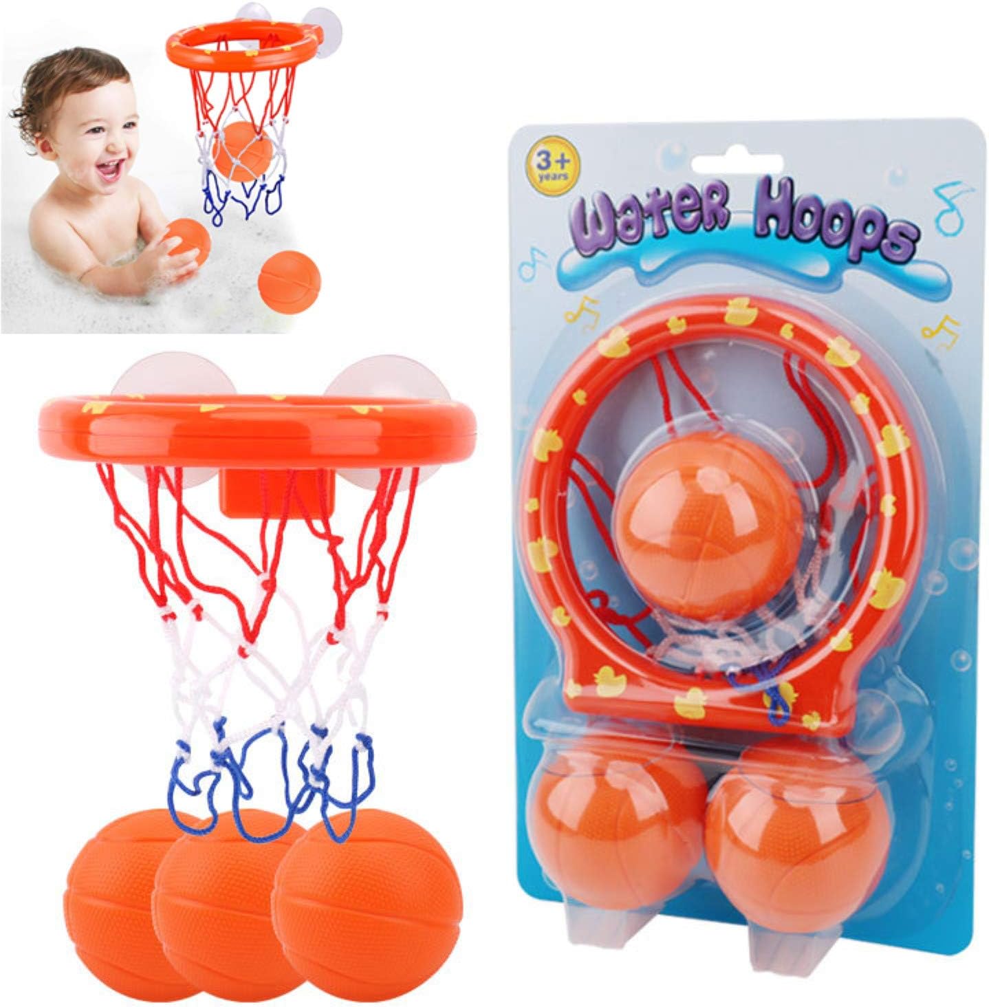 YAAVAAW Bath Toys-Fun Bath Basketball Hoop & 3 Balls,Playset for Little Baby Bath Toys Creative Bathtub Shooting Game,for Kids Suctions Cups That Stick to Any Flat Surface,Kid&Toddler Bath Toys Gift