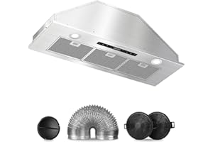 VENFAN Range Hood Insert 36 inch, 600CFM Built-in Kitchen Hood, Ducted/Ductless Convertible Vent Hood Insert with 4-Speed Stove Exhaust Fan, Gesture Sensing and Touch Control, Fan Timer