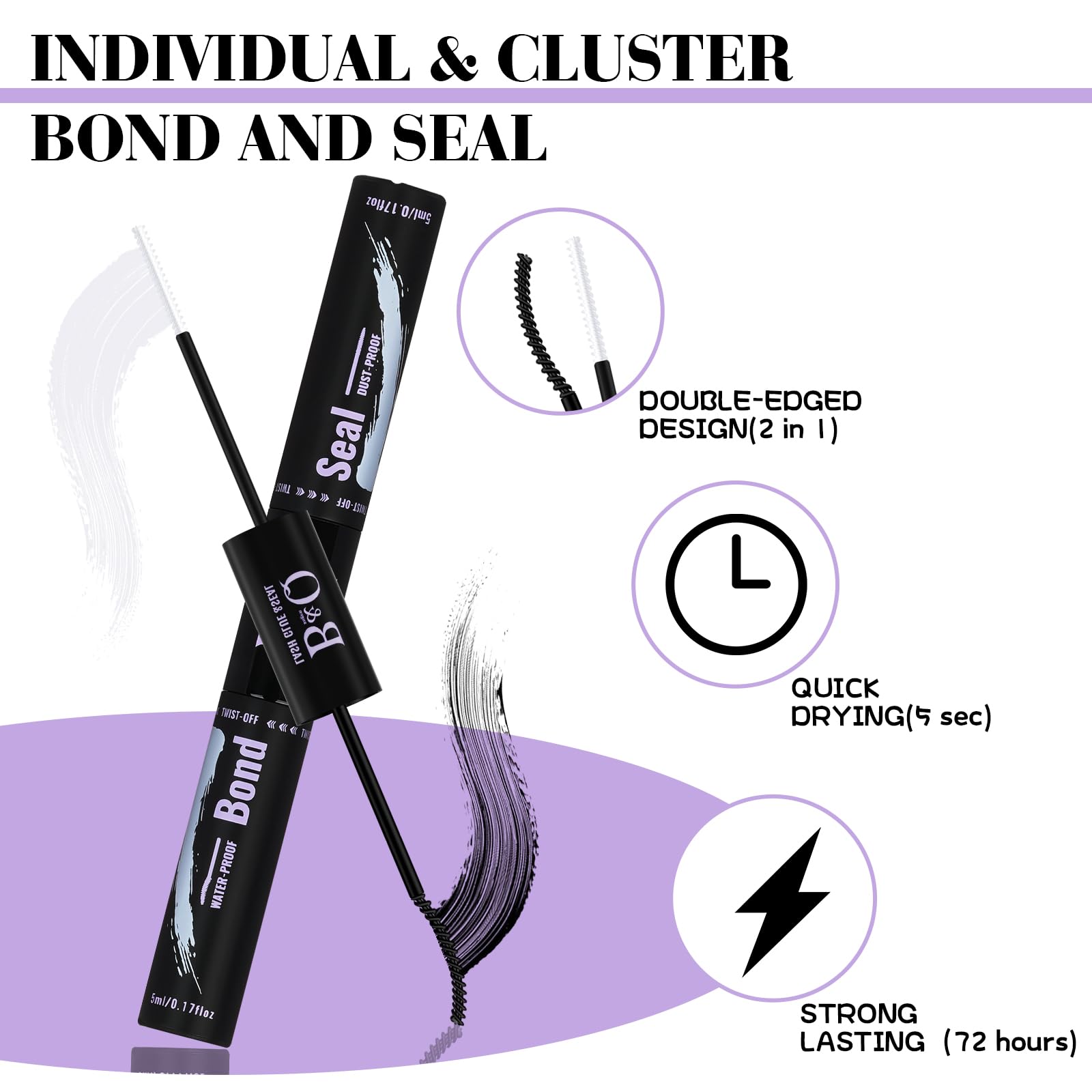 B&Qaugen B&Q Lash Clusters Kit 280PCS Eyelash Clusters Kit,30D 40D D 9-16MIX Individual Lash Comfortable Eyelash Extension Set, Classic Look with Bond and Seal Waterproof, Remover DIY at Home(Set,30D+40D)
