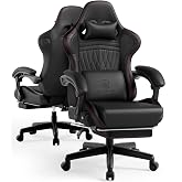 GTPLAYER ACE-PRO Music Gaming Chairs &ndash; Built-in Speakers, App Support &amp; Bluetooth Control, Computer Game Chairs with Footrest for Adults, Ergonomic, Reclining, Linkage Armrest, BK‑RD Stitch