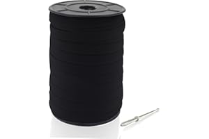 MJMP 1/2" 100 Yard Black Baraded Elastic Cord/Elastic Band/Elastic Rope/White Heavy Stretch Knit Elastic Spool(White)/Bedspre