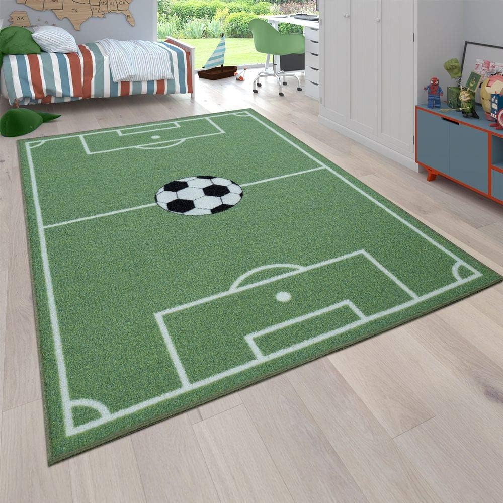 Alfombra Infantil Juego para Dormitorio Niños Diseño Campo De Fútbol En