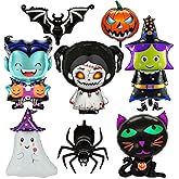 38 Inch Halloween Ghost Foil Mylar Balloons Bat Spider Scary Pumpkin Witch Skull Cat Balloons for Halloween Birthday Party Decorations - Pack of 8