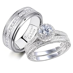 Newshe Jewellery Wedding Rings Set for Him and Her