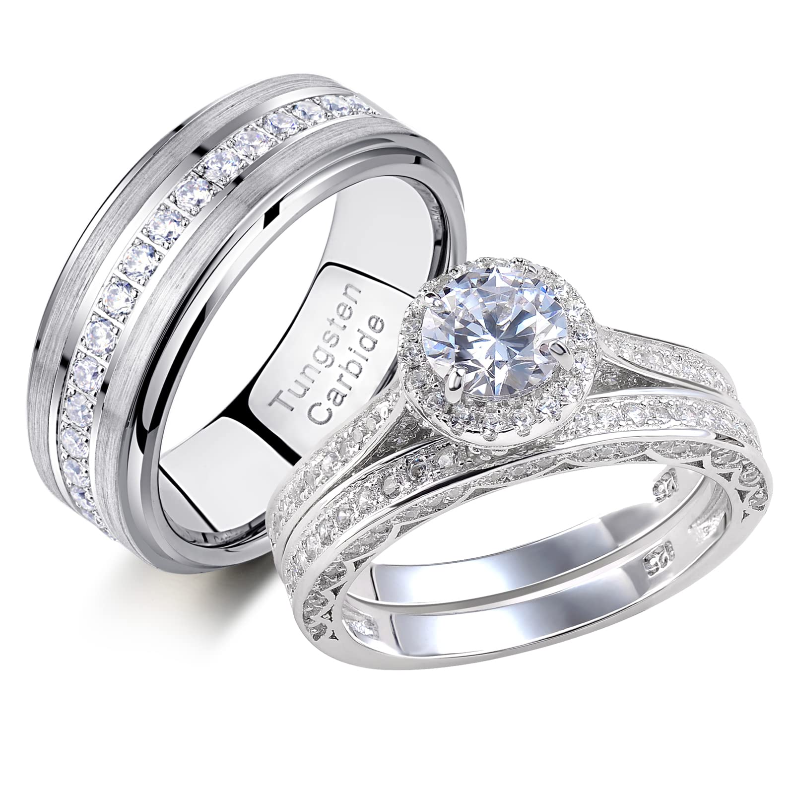 Newshe Jewellery Wedding Rings Set for Him and Her