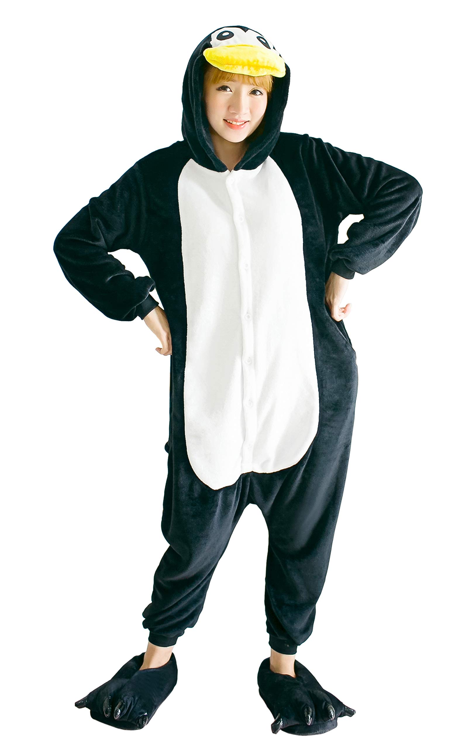 FunnyCos Adult Onesie Animal Pajamas Unisex Halloween Cosplay Costume Loungewear Penguin S
