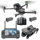 Bingchat Tablet Remote Professional Drones with Camera for Adults 4K Videos | Dual Camera, Payload Release, Obstacle Avoidance, 3-Axis Gimbal, Night Mode, 90 Mins, 6 Miles, Reliable Safety, 7 Wind Resist