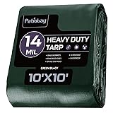 Patiobay Tarp 10x10 Feet, 14 Mil Waterproof Tarps