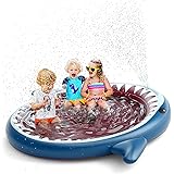Jasonwell Inflatable Kiddie Pool Sprinkler: Splash Pad for Kids Toddlers 71-Inch Outside Children Inflatable Shark Baby Wadin
