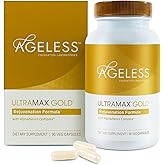 AGELESS™: UltraMAX Gold™ Capsules, HGH Anti-Aging Supplement for Women, Slows Cellular Aging, Supports Immune Health, Smoother Skin Tone and Restorative Sleep, Weight Management, 90 Capsules